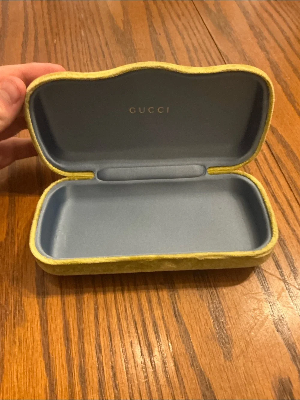 Gucci Velvet Sunglasses Eyeglasses Case Hard Shell Clamshell Yellow with Cloth